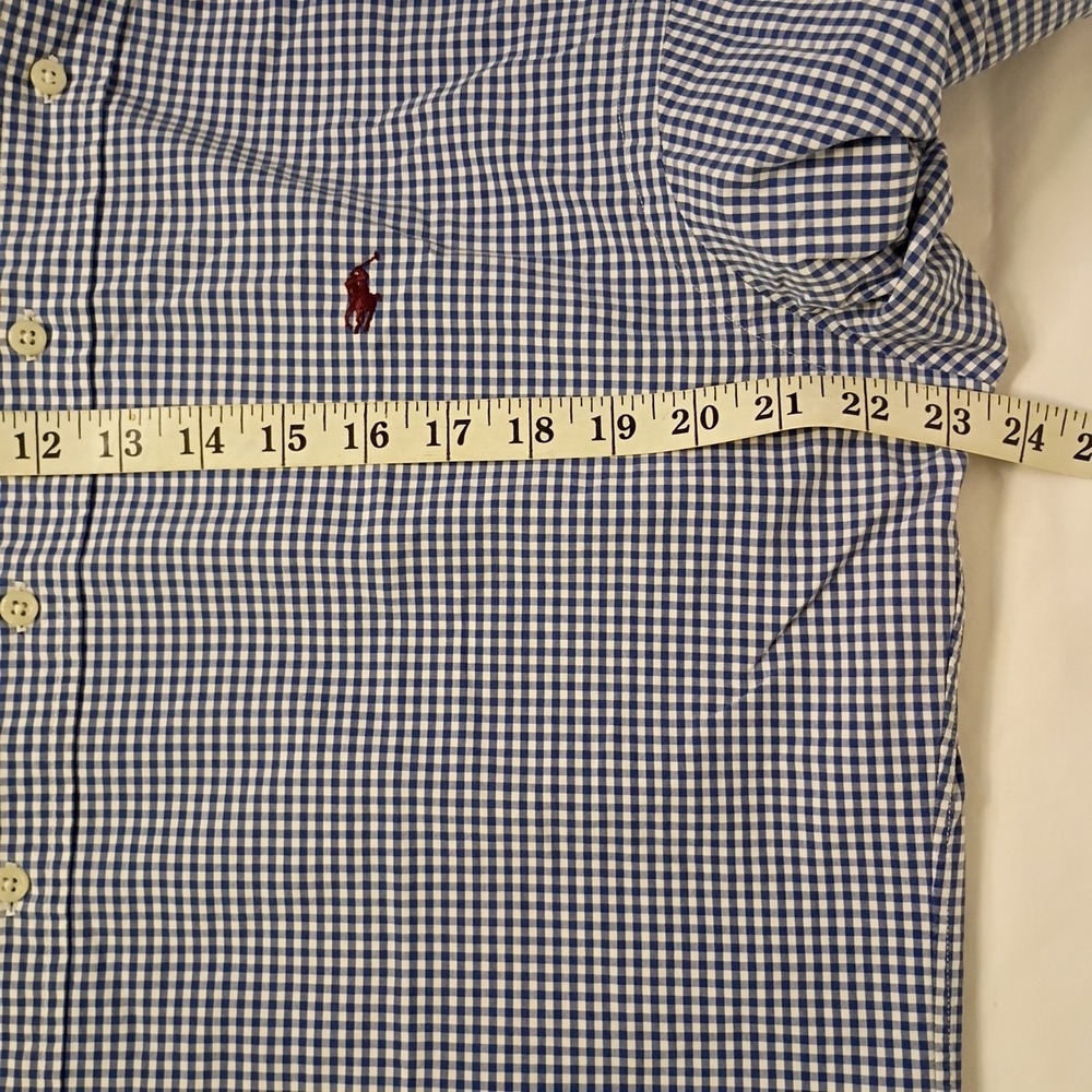 Ralph Lauren Shirt‎ Mens Medium Blue White Gingham Check Classic Fit LS Pony - Picture 7 of 9